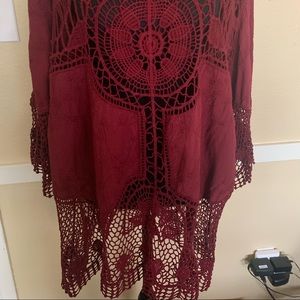 Lane Bryant Plus Size 28. Embroidery and Crochet, Tunic in Cranberry. +Tank Top